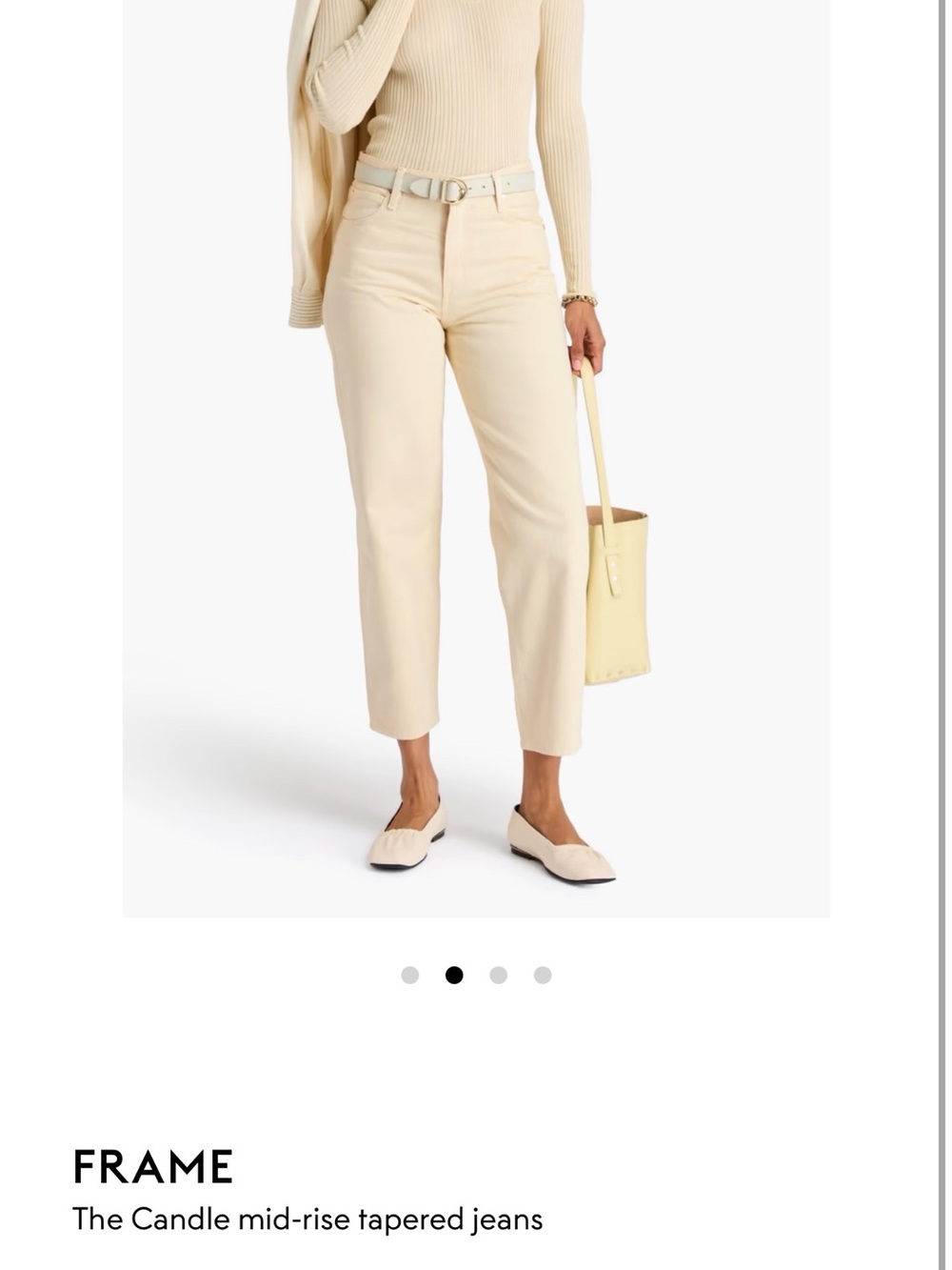 Frame Candle Mid Rise Denim Jeans in Cream - Picture 6 of 9